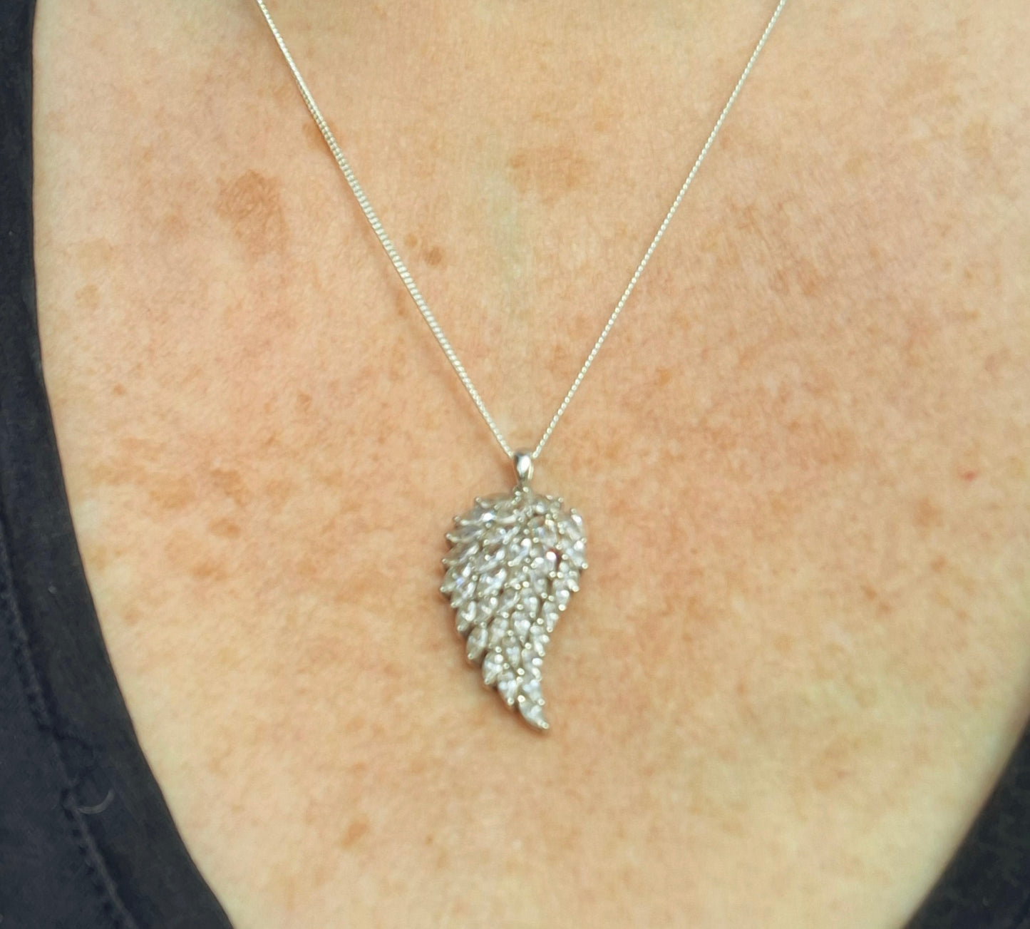 Ashes Memorial Angel wing Diamonte Pendant