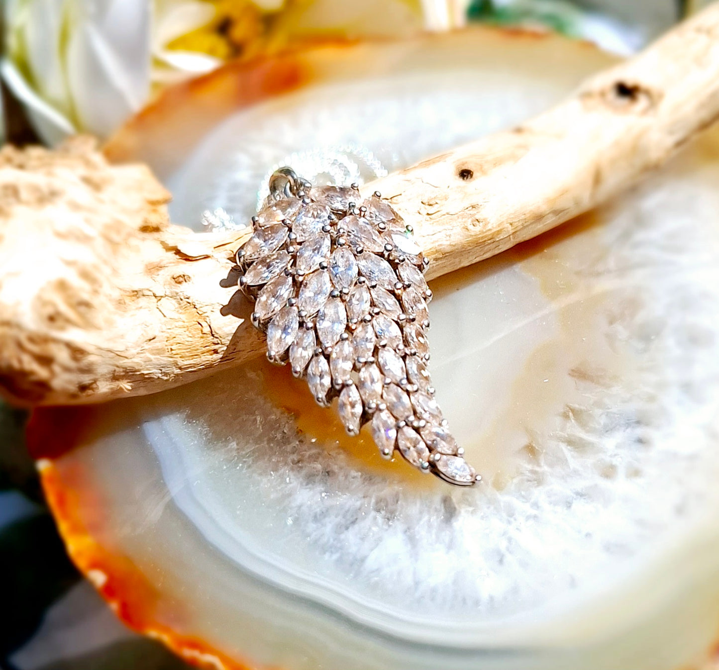 Ashes Memorial Angel wing Diamonte Pendant