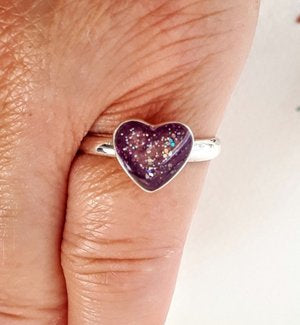 Ashes Memorial Silver Heart Ring.