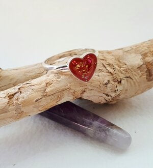 Ashes Memorial Silver Heart Ring.