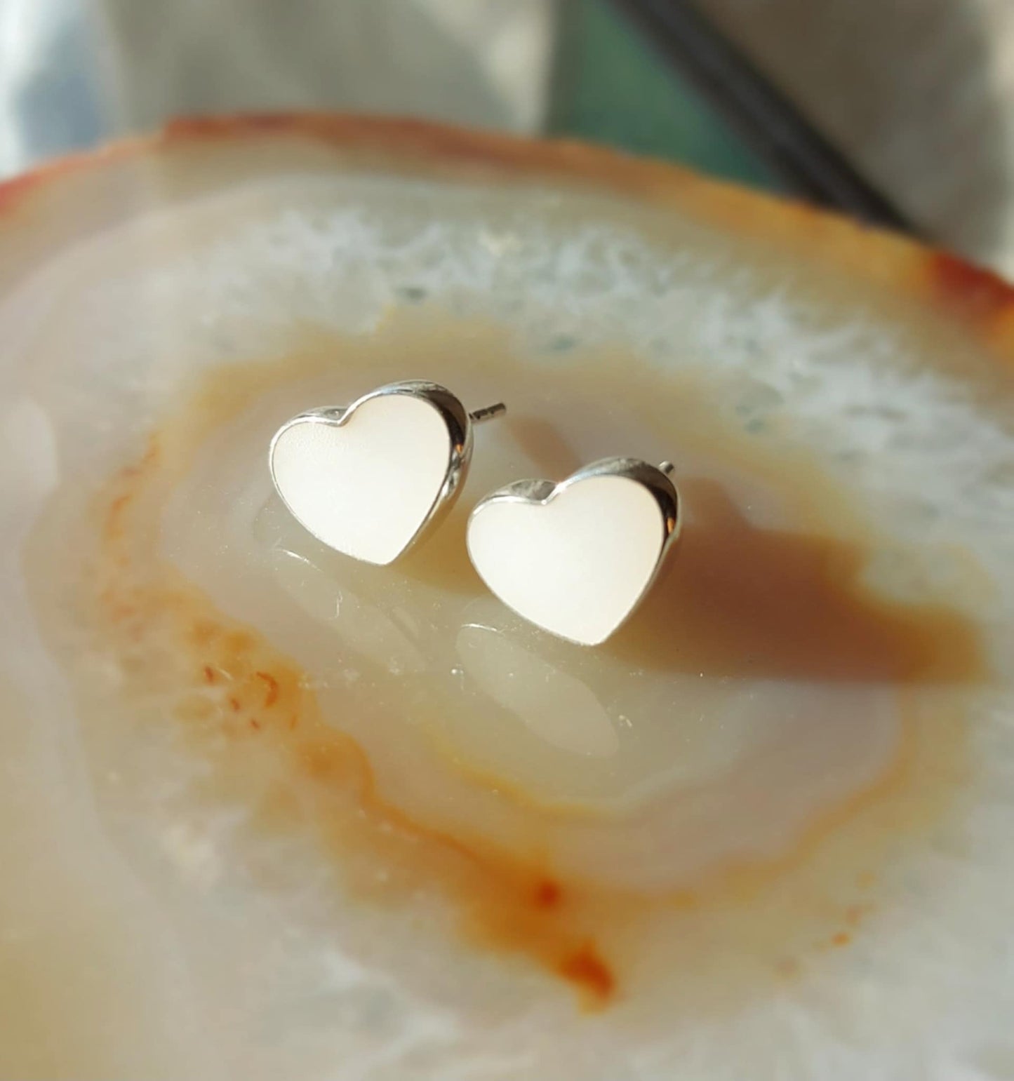 Breastmilk Sterling Silver Heart Shaped Earrings