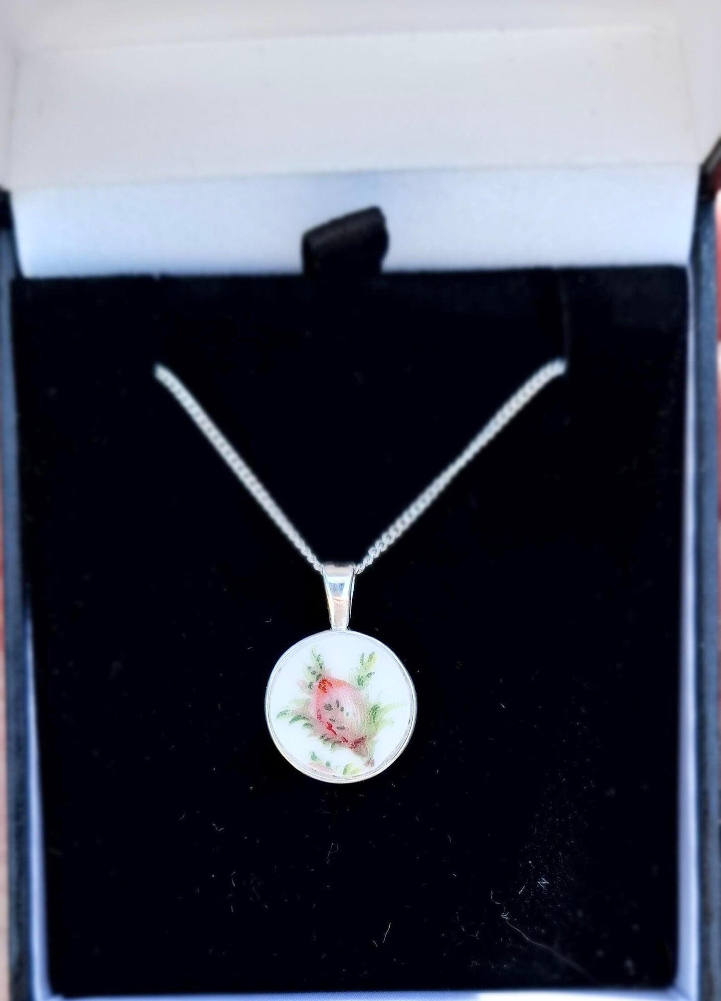 Broken China Rose Bud Pendant
