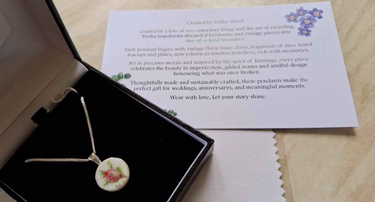 Broken China Rose Bud Pendant