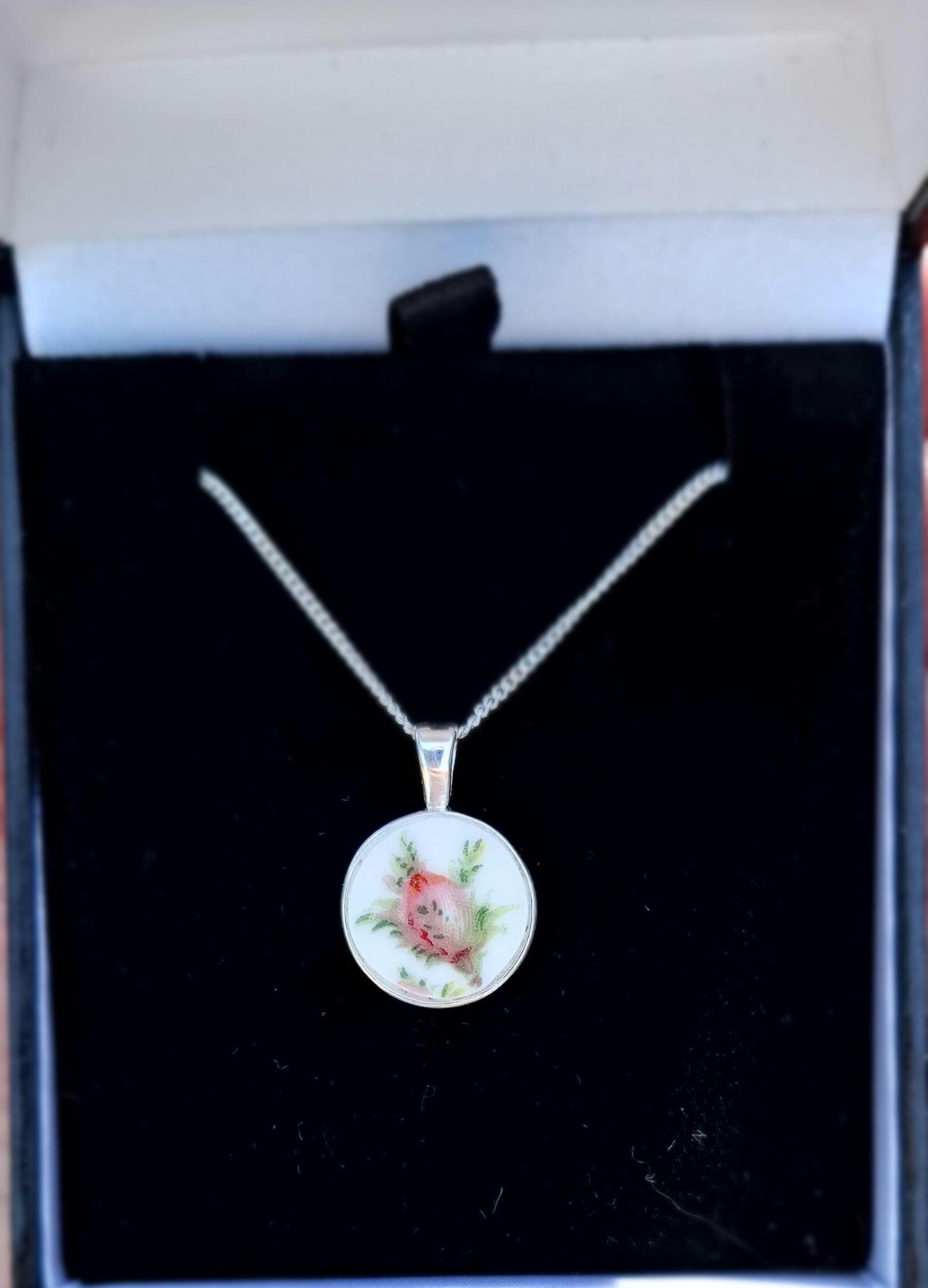 Broken China Rose Bud Pendant