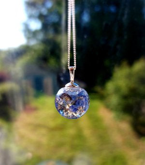 Ashes and Forget Me Nots Glass Memorial Pendant