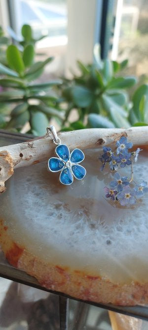Ashes Memorial Sterling Silver Forget-Me-Not Pendant