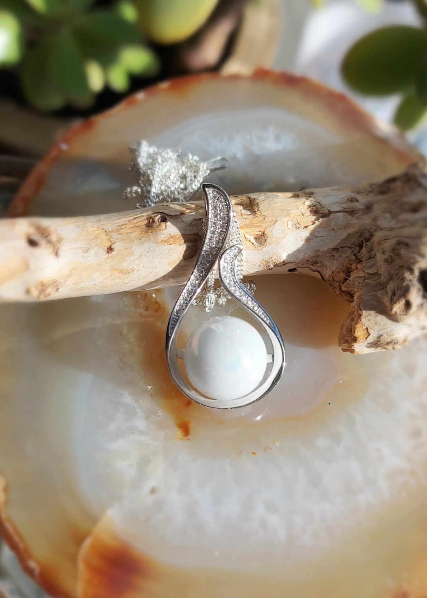 Breastmilk Sterling Silver and Diamanté Bead Pendant
