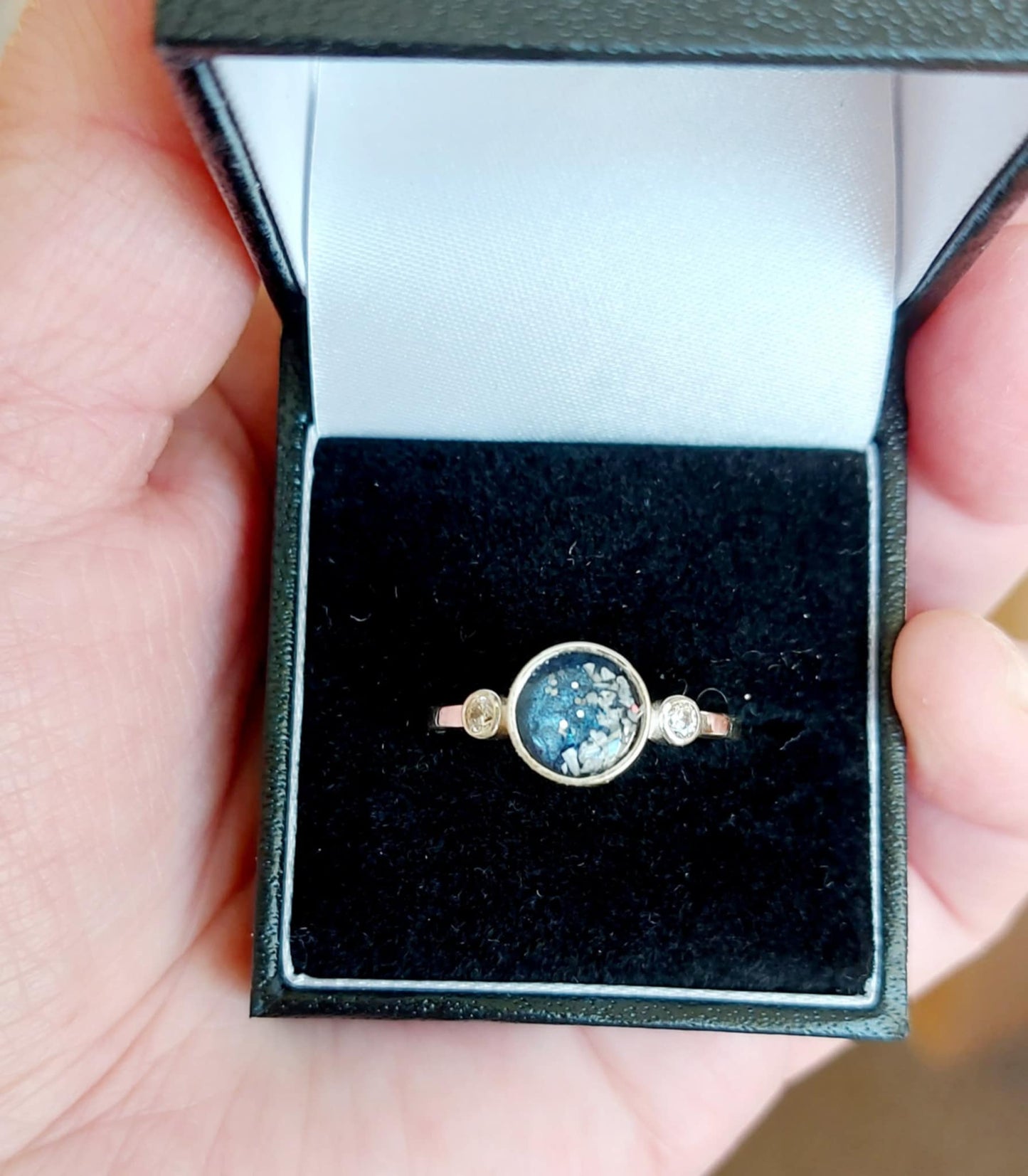 Ashes memorial Silver Round Diamanté Ring
