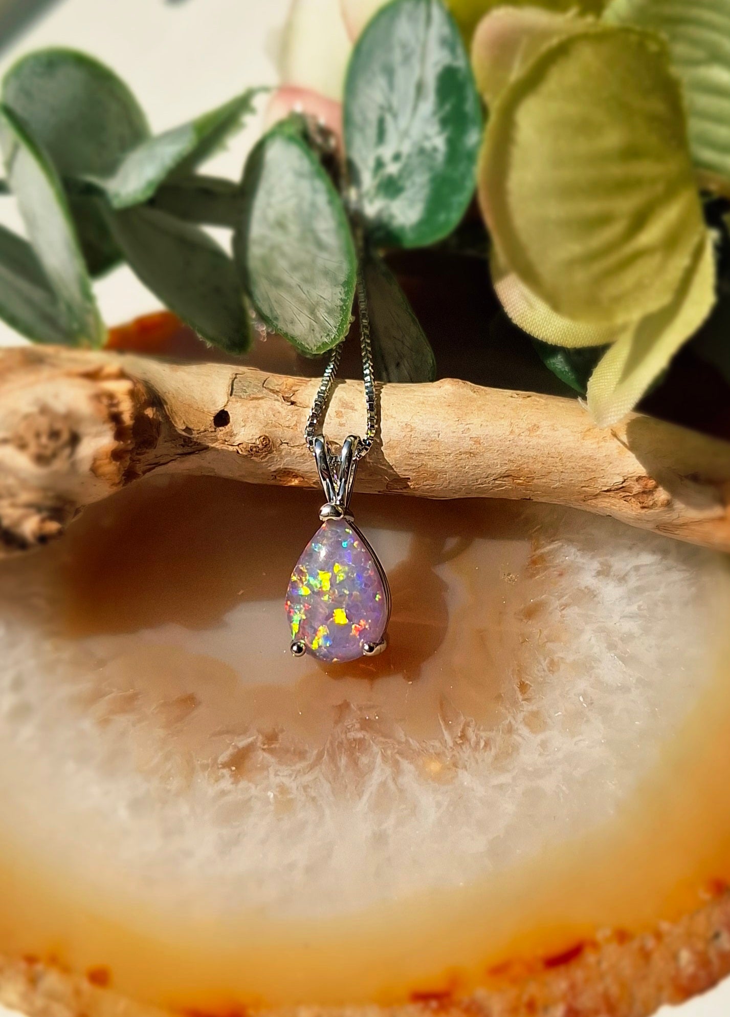 Ashes Memorial Silver Opal Pendant