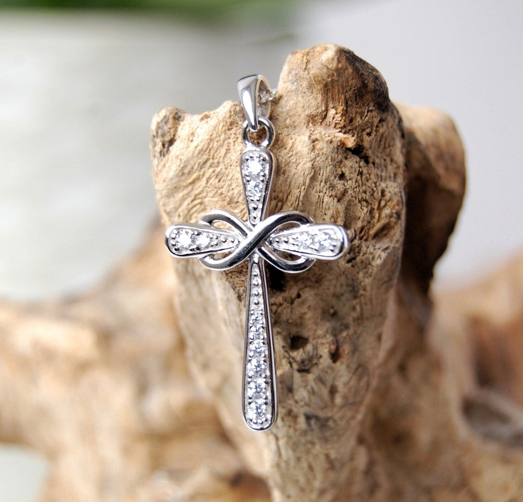 Ashes Memorial Diamonte Infinity Cross Pendant