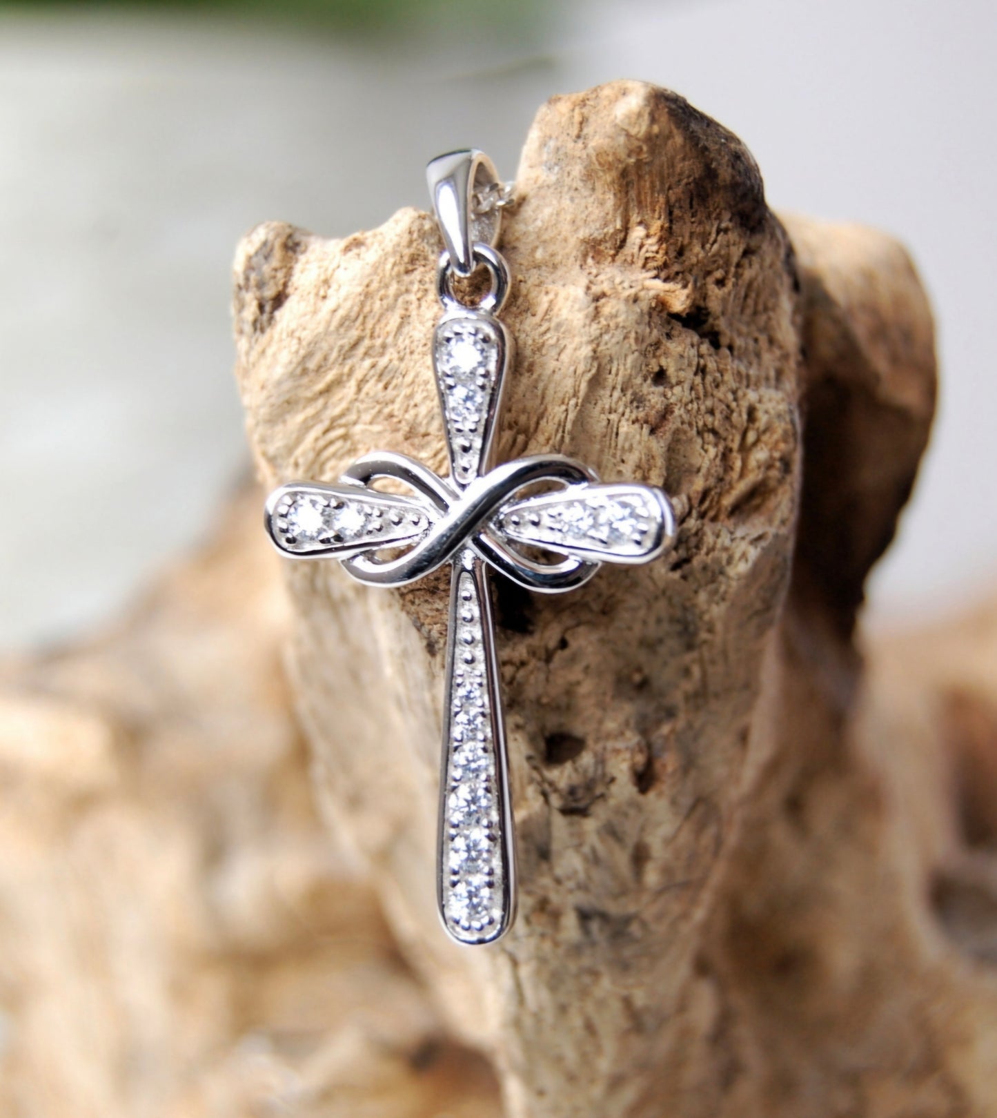 Ashes Memorial Diamonte Infinity Cross Pendant