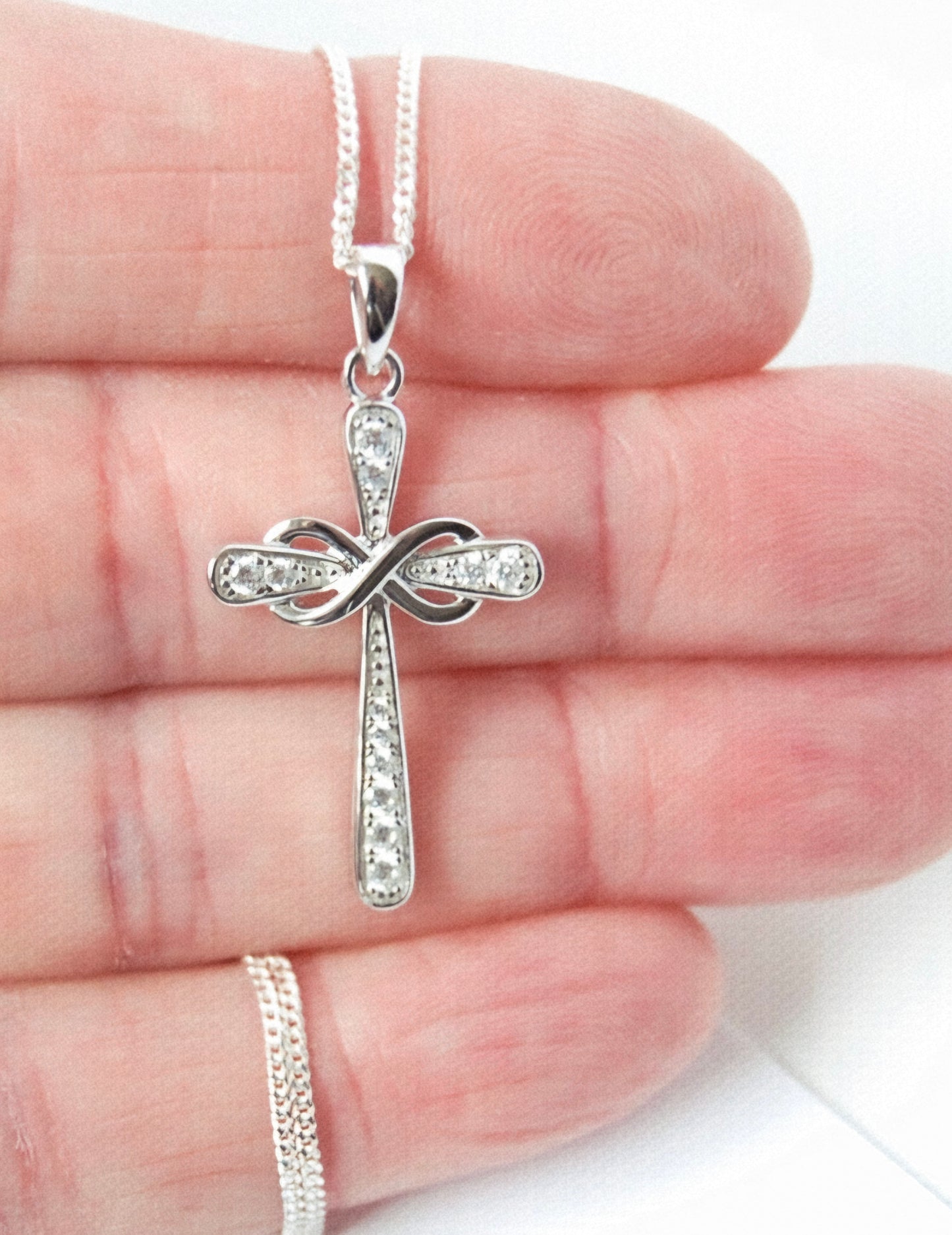 Ashes Memorial Diamonte Infinity Cross Pendant