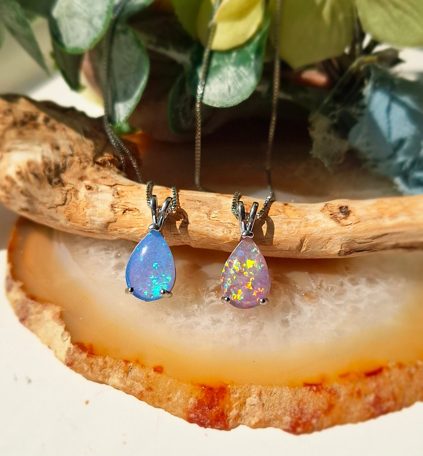Ashes Memorial Silver Opal Pendant