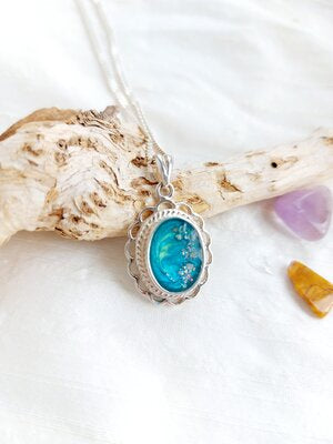 Ashes Memorial Silver Oval Necklace