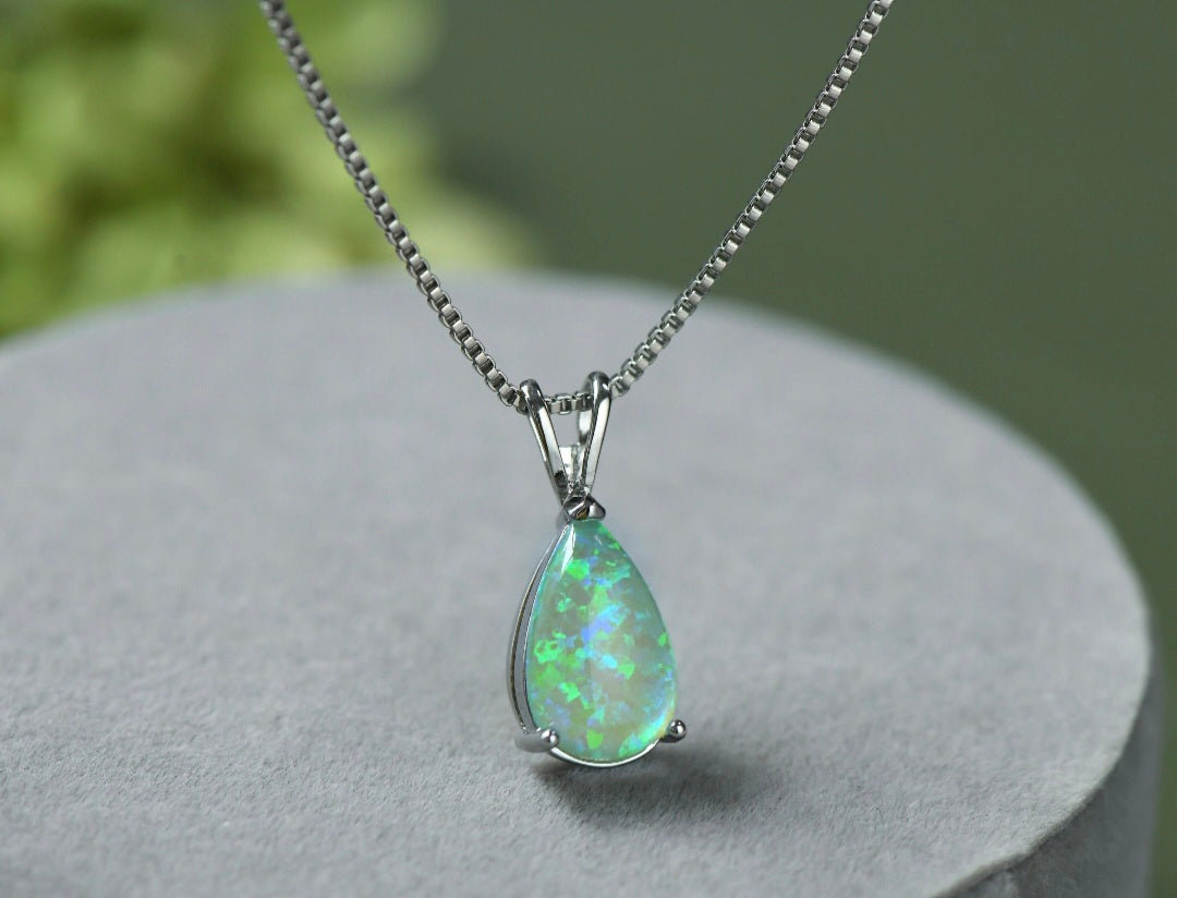 Ashes Memorial Silver Opal Pendant