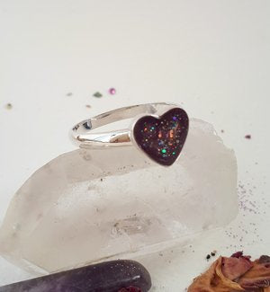 Ashes Memorial Silver Heart Ring.