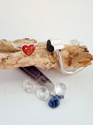 Ashes Memorial Silver Heart Ring.