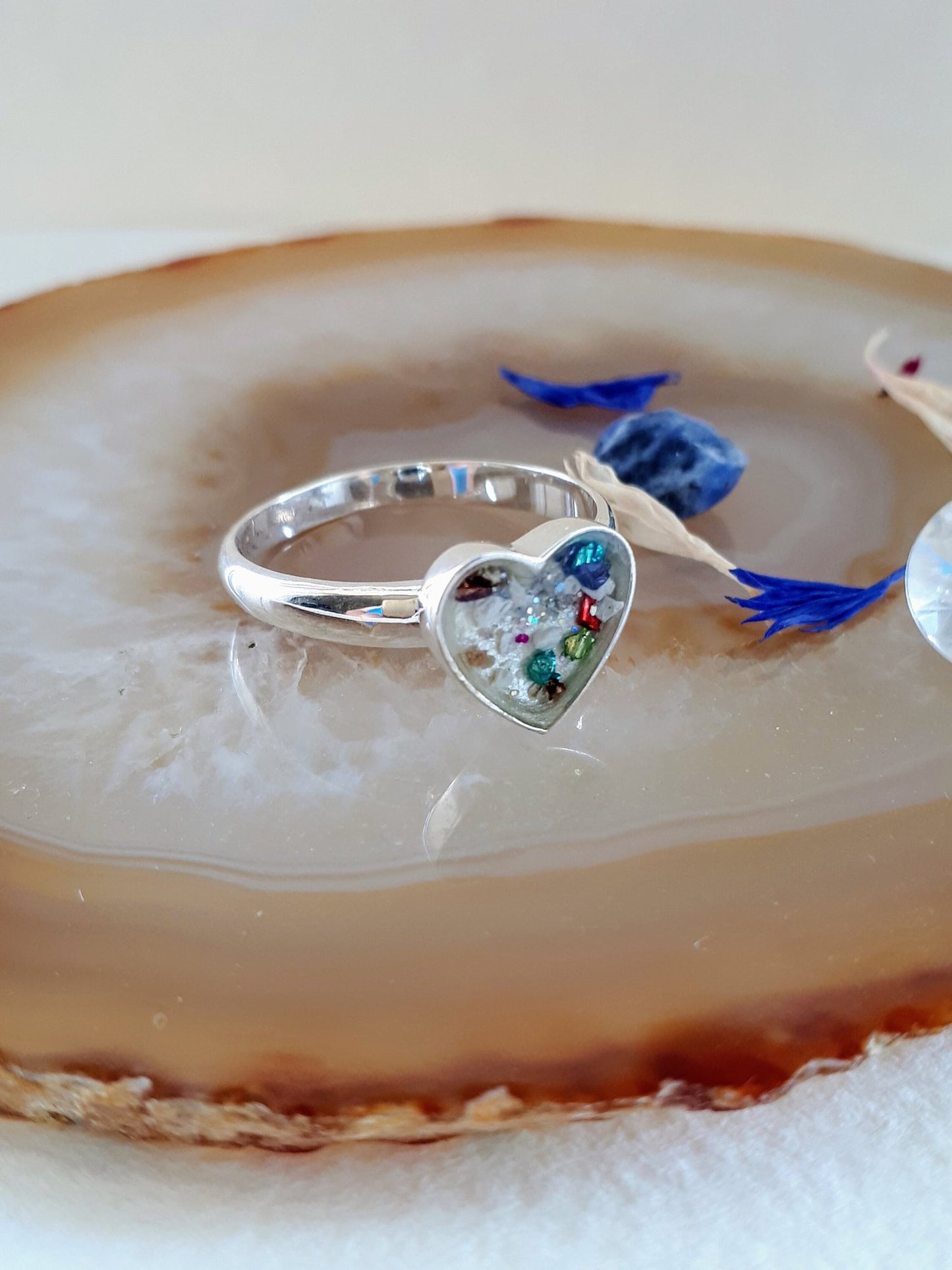Ashes Memorial Silver Heart Ring.