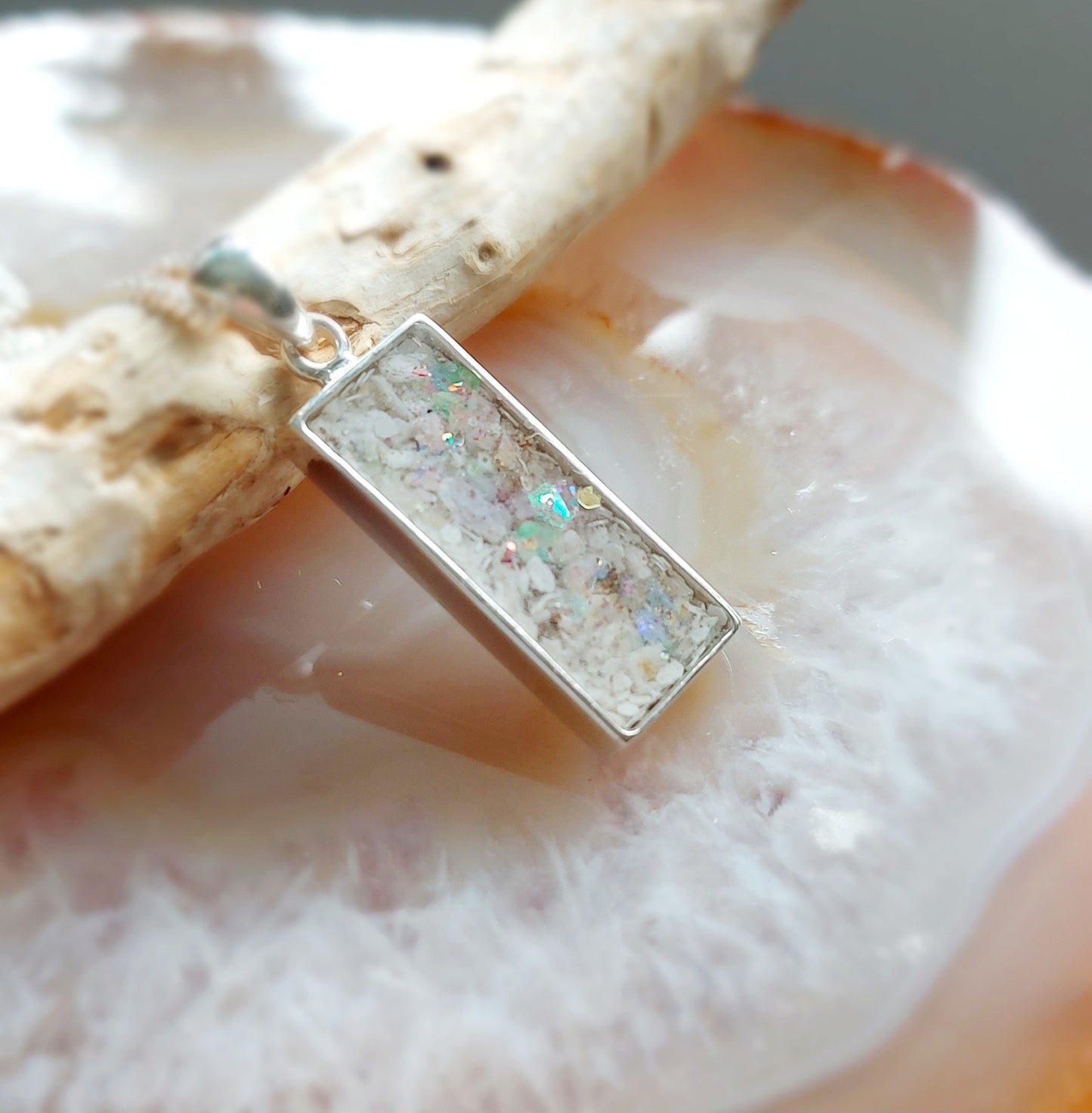 Ashes Memorial Sterling Silver Oblong Pendant