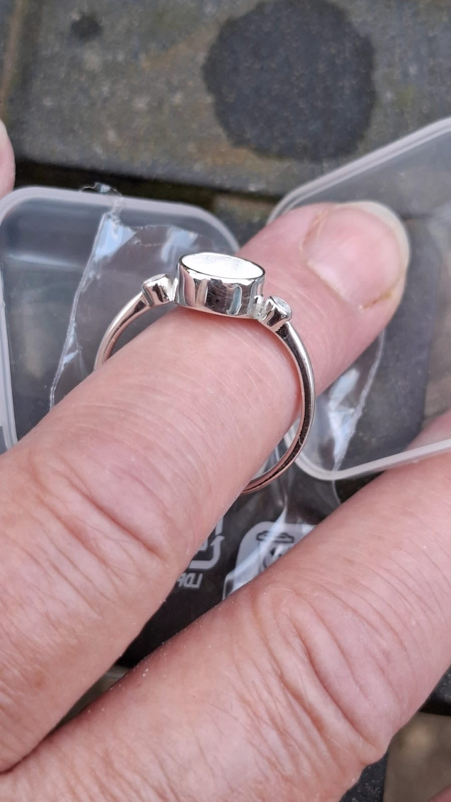 Ashes memorial Silver Round Diamanté Ring