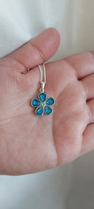 Ashes Memorial Sterling Silver Forget-Me-Not Pendant