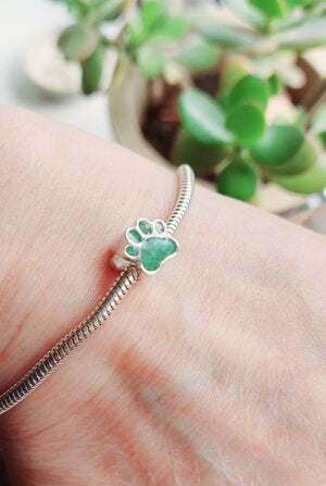 Ashes Memorial Sterling Silver Paw Shaped Charm