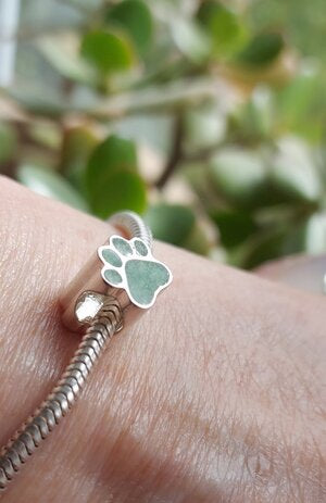 Ashes Memorial Sterling Silver Paw Shaped Charm