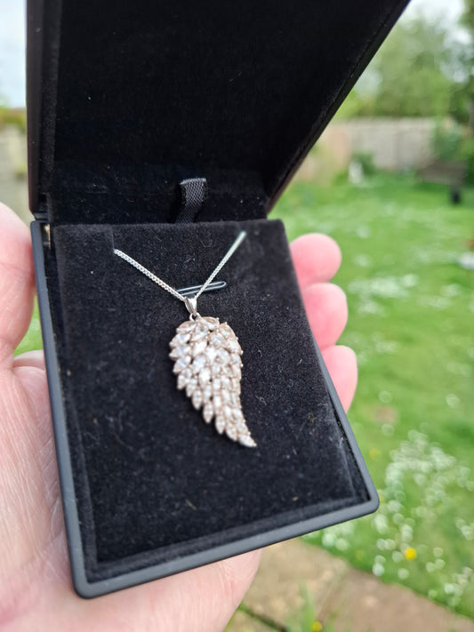 Ashes Memorial Angel wing Diamonte Pendant