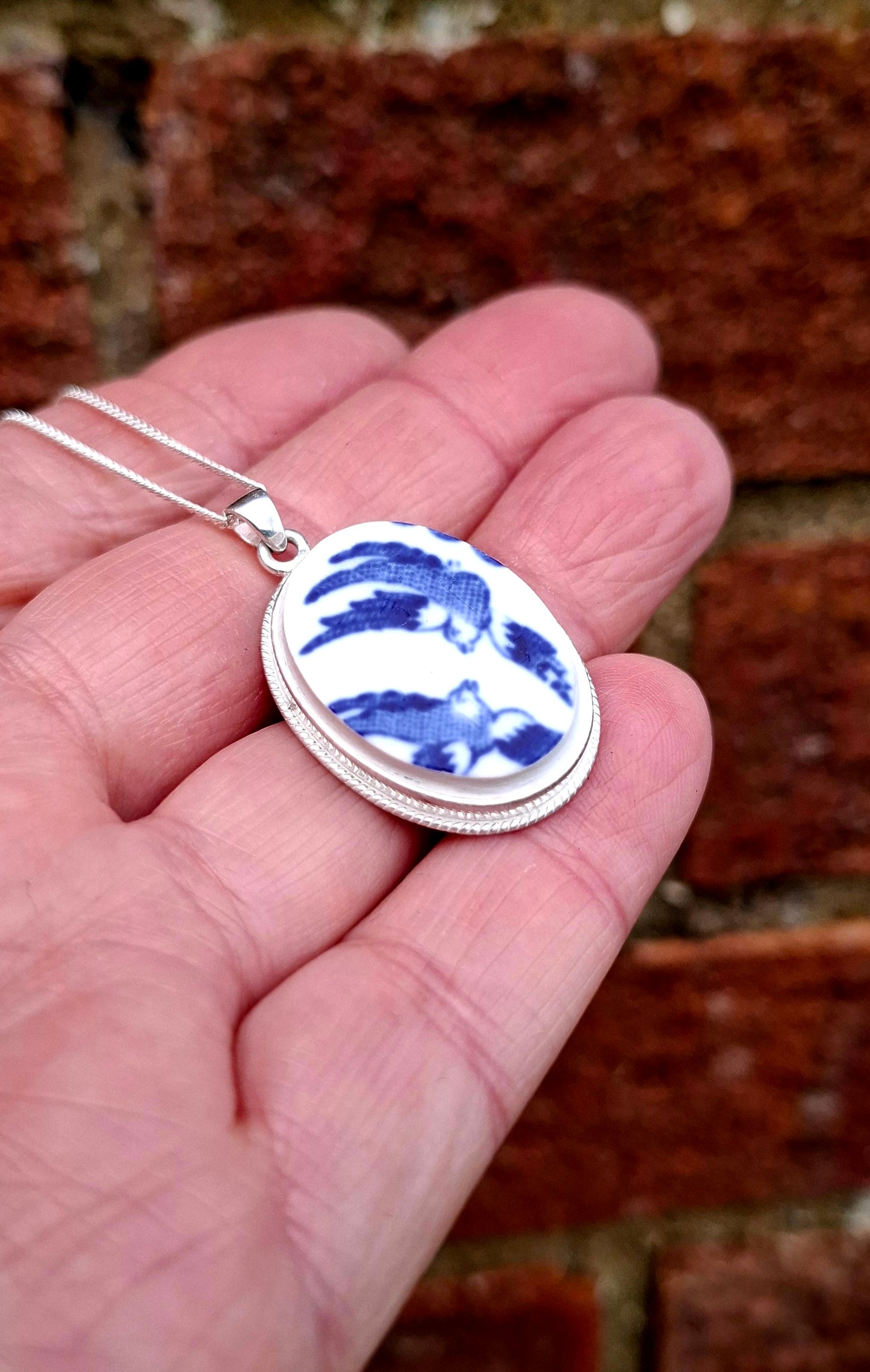CUSTOM ORDER large round Broken China English Pendant