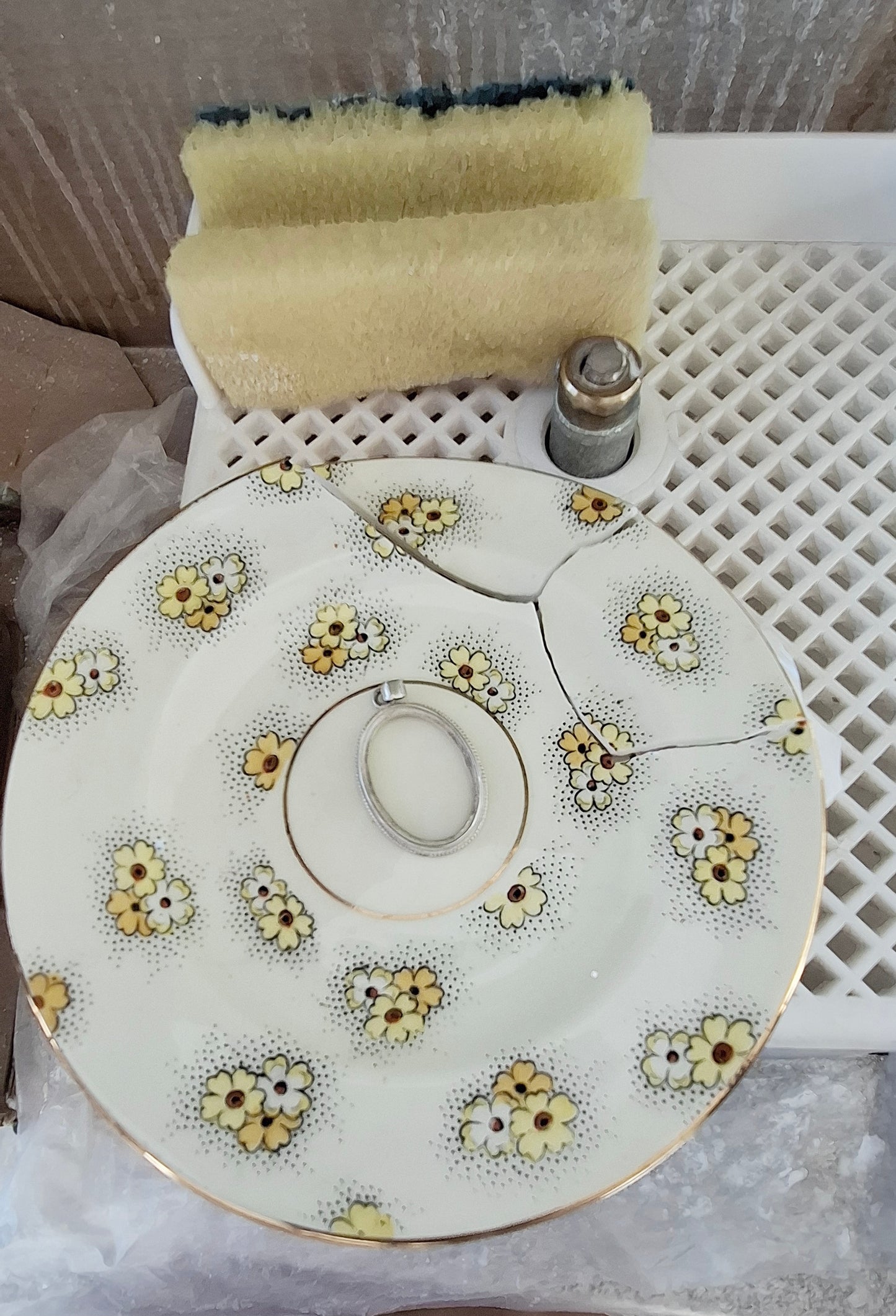 CUSTOM ORDER large round Broken China English Pendant