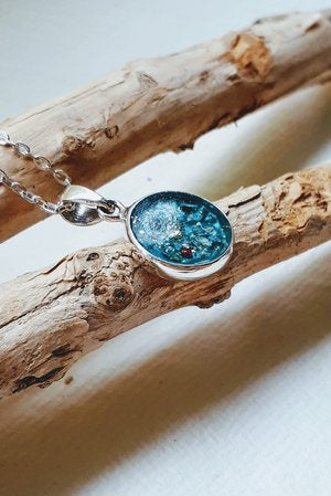 Ashes Memorial Silver Round Pendant