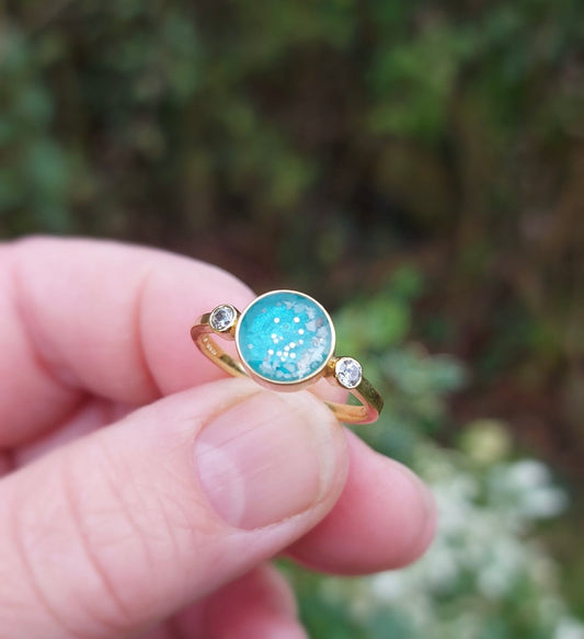 Ashes Memorial Round Diamanté Ring