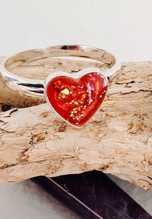 Ashes Memorial Silver Heart Ring.