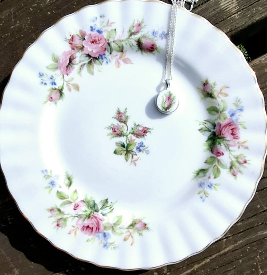 Broken China Rose Bud Pendant