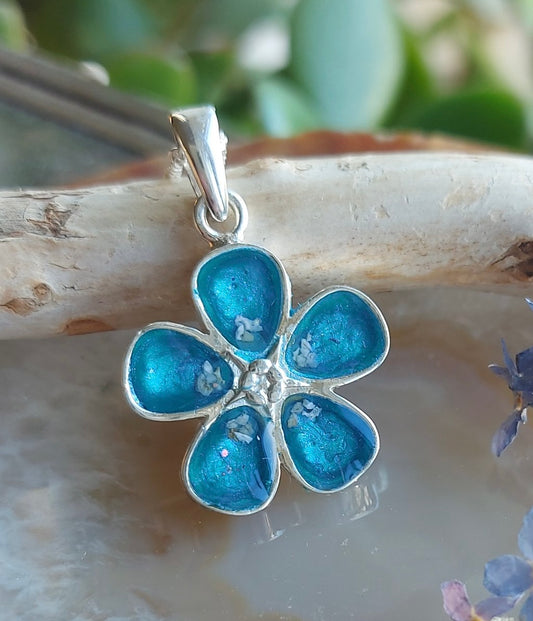Ashes Memorial Sterling Silver Forget-Me-Not Pendant