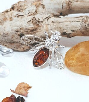Ashes Memorial Sterling Silver and Amber Bee Pendant