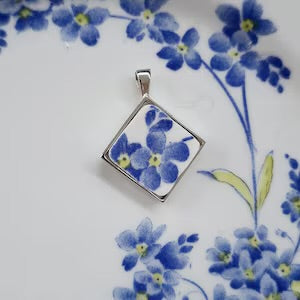 Broken China Forget-Me-Not Pendant