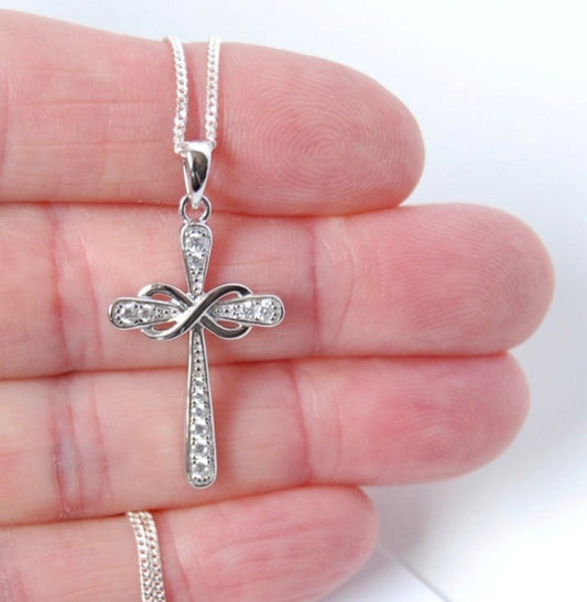 Ashes Memorial Diamonte Infinity Cross Pendant