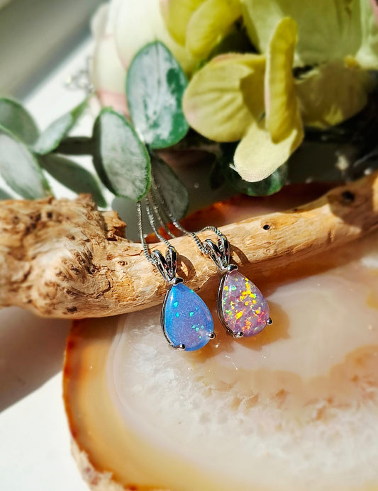 Ashes Memorial Silver Opal Pendant