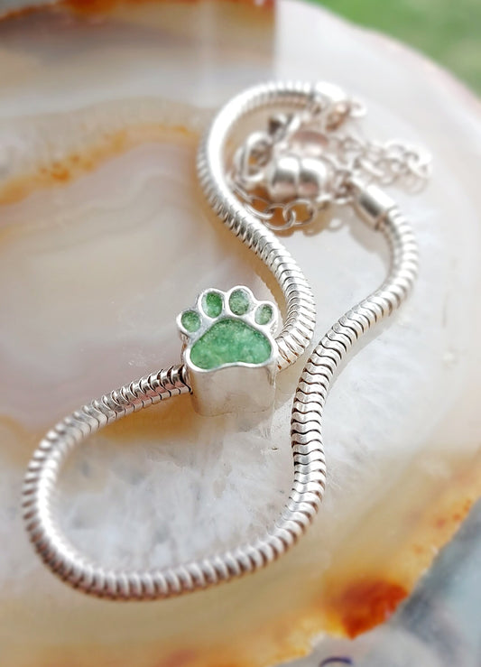 Ashes Memorial Sterling Silver Paw Shaped Charm