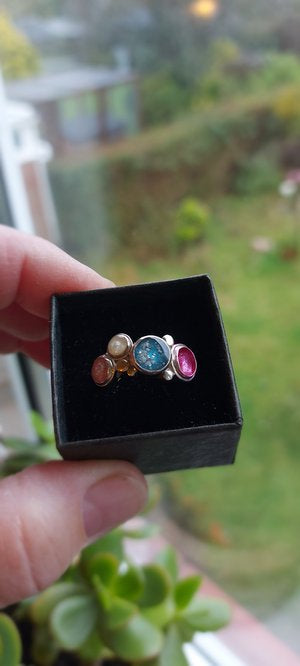 Ashes Memorial Silver Four Setting Ring