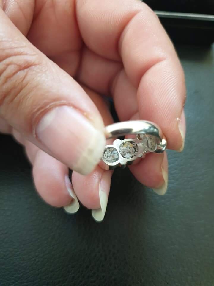 Ashes Memorial Silver Four Setting Ring