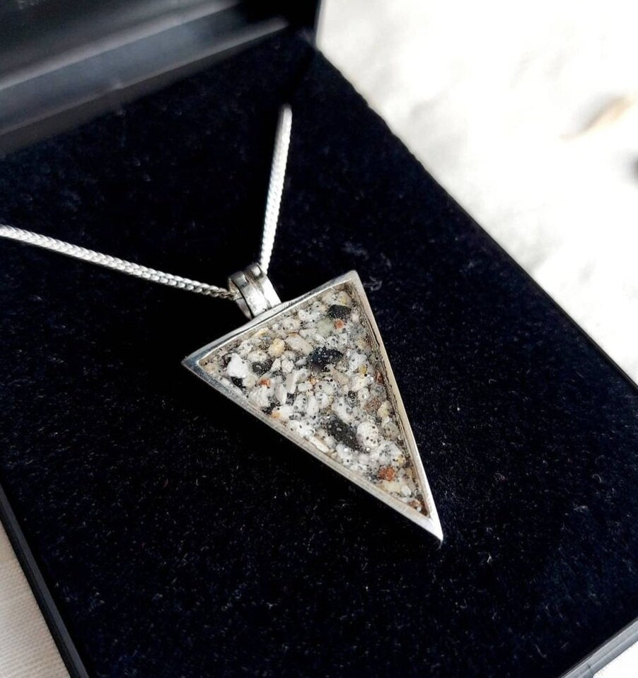 Ashes Memorial Sterling Silver Triangle Pendant