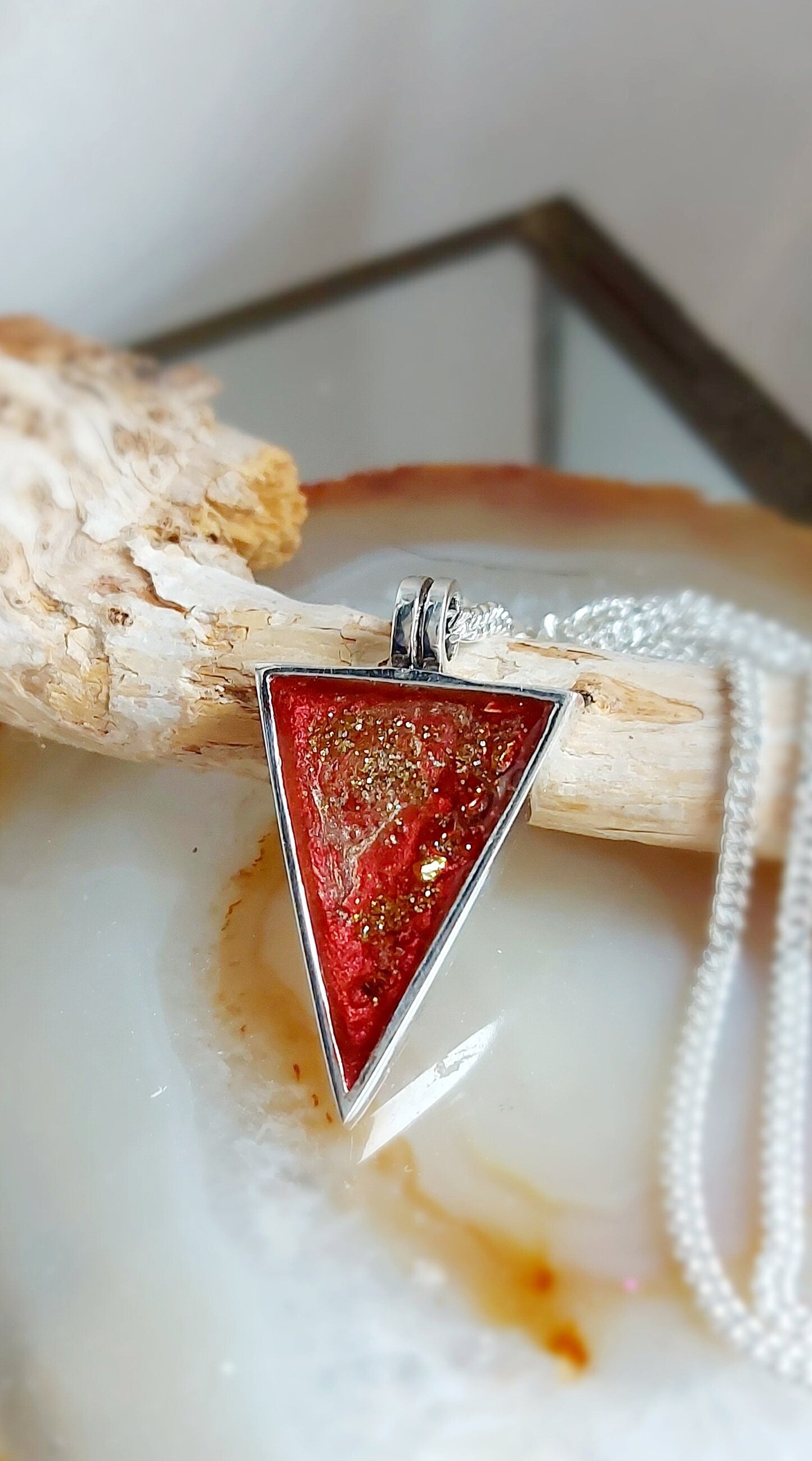 Ashes Memorial Sterling Silver Triangle Pendant