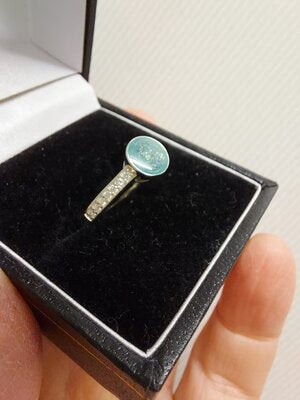 Ashes Memorial Sterling Silver and Diamanté Round Ring
