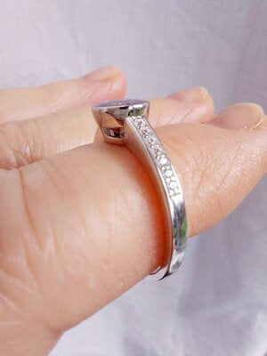 Ashes Memorial Sterling Silver and Diamanté Round Ring