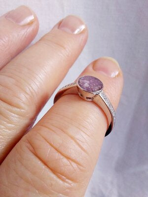 Ashes Memorial Sterling Silver and Diamanté Round Ring