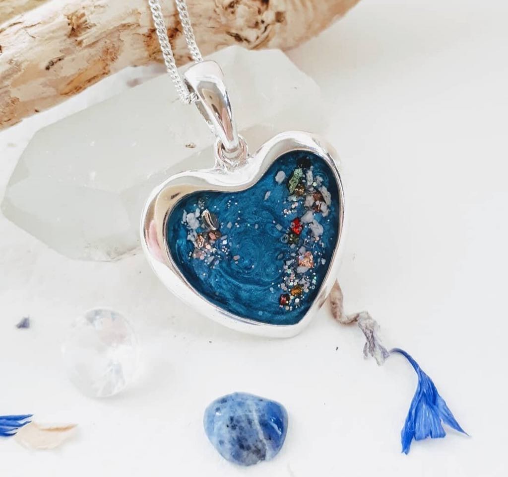 Ashes Memorial Sterling Silver Large Heart Pendant