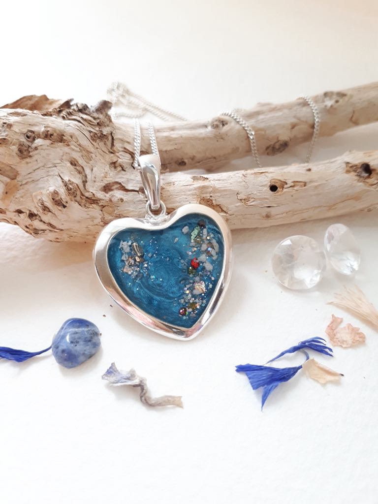 Ashes Memorial Sterling Silver Large Heart Pendant