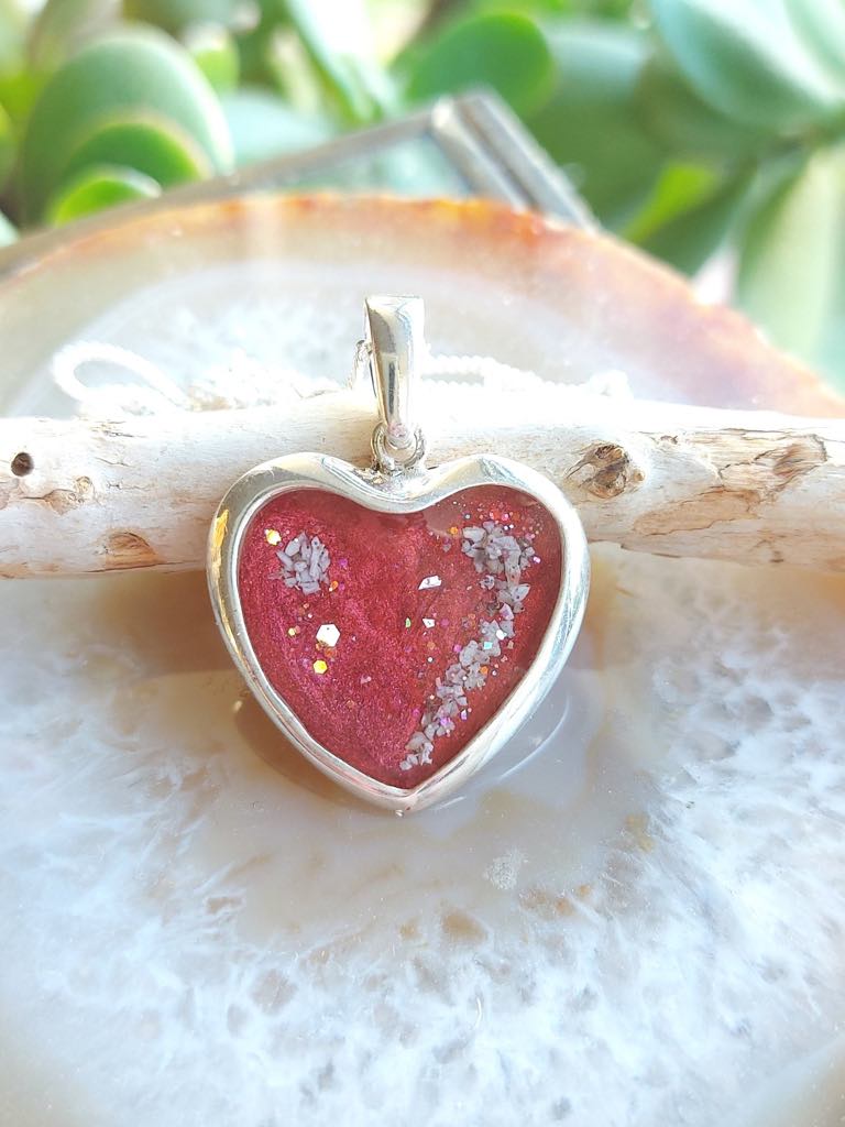 Ashes Memorial Sterling Silver Large Heart Pendant
